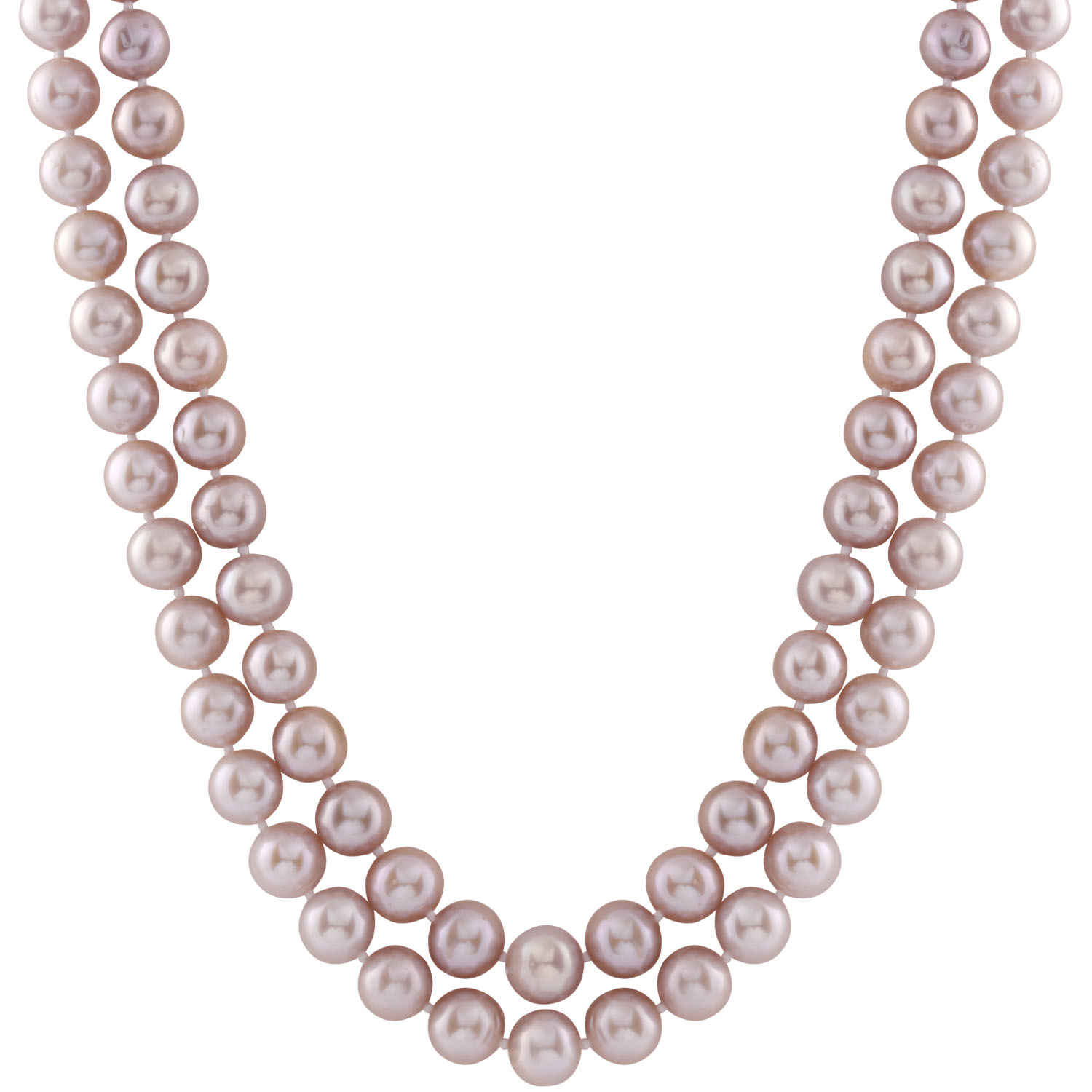 Double row pink pearl necklace with gold clasp