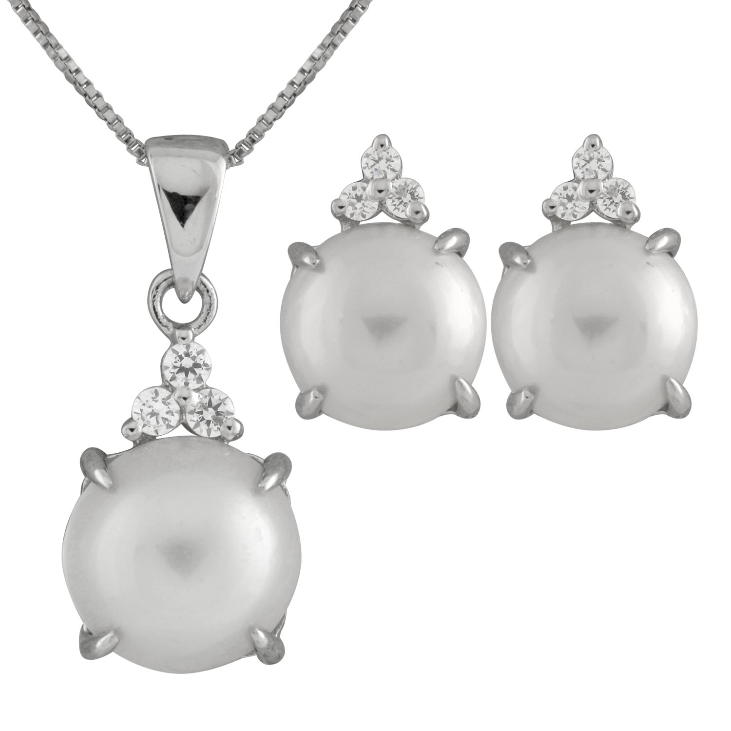 New Sterling Silver set with Mabe pearls